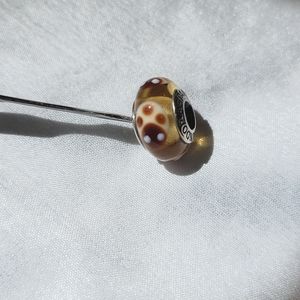 Retired PANDORA Ladybug Sterling Silver Amber Murano Glass Charm